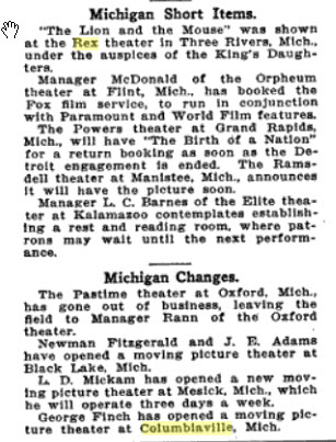 Rex Theatre - Old Article From Late 1920S